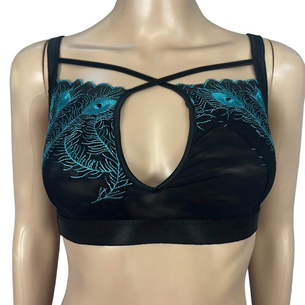 Empress Mimi Peacock Feather Bralette Embroidered